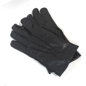 Daniel Hays Black Leather Gloves Acrylic Knit‎ Lining Womens Size M